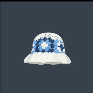 Blue & White Crotchet hat